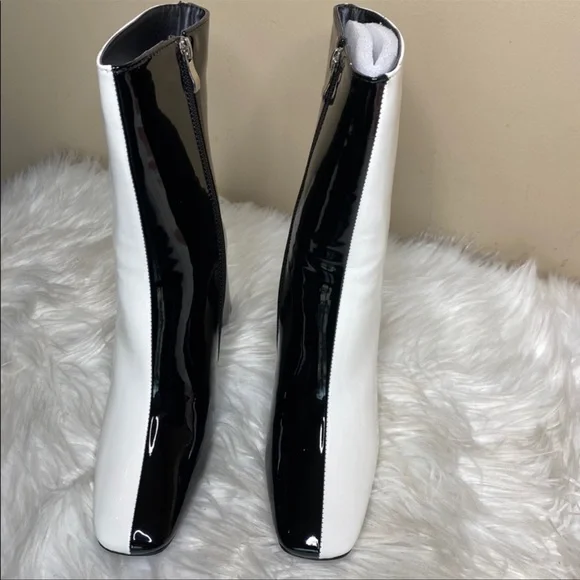 Azalea Wang Black & White Patent Ankle Bootie - Picture 7 of 11